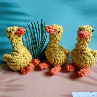 China Little Duck Cotton Rop Dog Toy Cute Bite Resistant For Molars Boring Knitting for sale