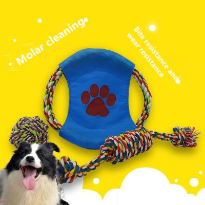 China Cotton Rope 3 Piece Dog Frisbee Toy Teddy Puppy Knot Bite Ball for sale