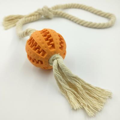 China Dog Chew Cotton Rope Biting Knot Toy Rubber Biting Pet Molar Ball for sale