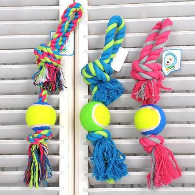 China Dog Rope Toys For Aggressive Chewers Training Dog Ball Wholesale Pet Toys Bite Resistant Cotton Knot Tennis for sale