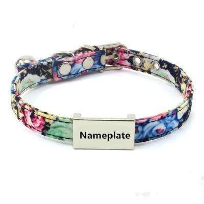 China Laser ID Tag Pet Collar Anti Loss Bell Neck Rope Lettering Wind Cloth Art Belt for sale