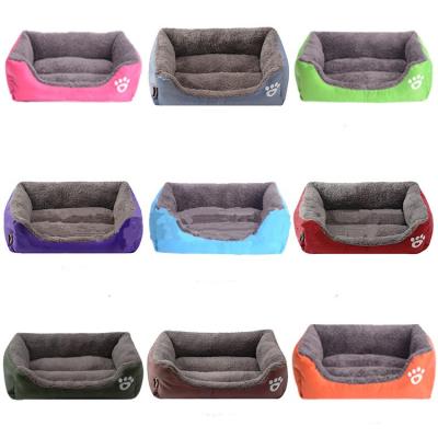 China Candy Color Footprints Dog Kennel Bed For Husky Pet Cat Pad for sale