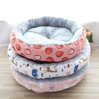 China Thickened Arctic Velvet Warm Pet Nest Pad Round Linen Medium Large Puppy Cot for sale
