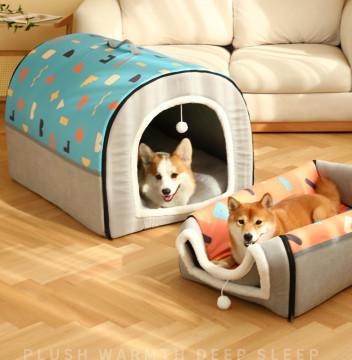 China Foldable 2 In 1 Washable Cozy Pet Cave Bed With Removable Cushion for sale