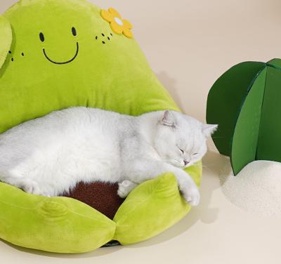 中国 かわいい子ネコのベッドはすべての季節の取り外し可能な折り畳み式の高い弾性のベッドで利用できる味方されたクッションを倍増する 販売のため