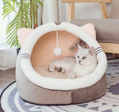 China Small Dog Bed With Anti-Slip Bottom Cotton Cat Bed  For Indoor Cats for sale
