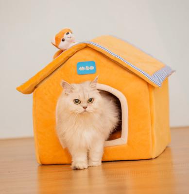 China Pink Orange Cat Sleeping House For Cat & Dog Beds With Soft Pillow for sale