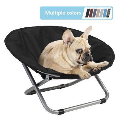 China Folding Black Elevated Dog Bed Chair Portable Round Elevated Cat Bed Waterproof Puppy Papasan Chair Pet for sale