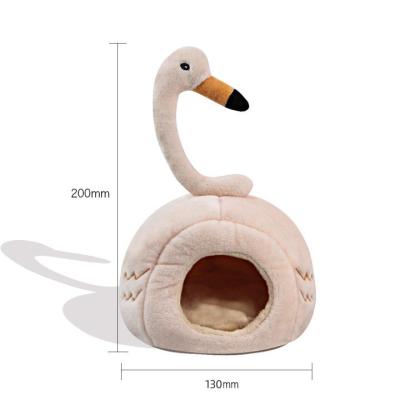 China Cute Hamster Cotton Nest Thickened Plush Fabric Magic Bird Pet House Winter Warm Flamingo Dog Bed for sale