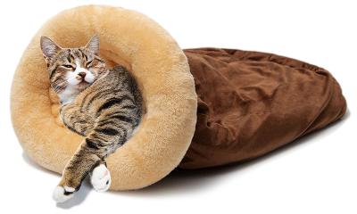 China Fleece Warm Covered Cat Snuggle Sack Indoor For Cold Weather for sale