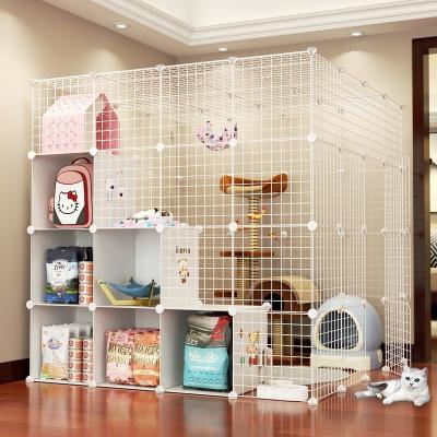 China Cat Cage Large Free Space Household Two Cats With Toilet Large Castle Indoor Cat Cage Villa for sale