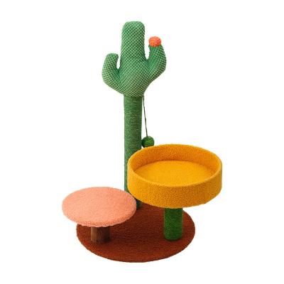 China Flannel Sisal Indoor / Garden Cat Climbing Frame  Flower Cat Tree Cactus for sale