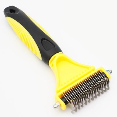 China Pet Double-sided Stainless Steel Knot Brush For Dogs And Cats Skin-friendly Hair Remover Comb for sale