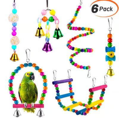 China 5 Packs Swing Chewing Hanging Vocalize Bird Perches Toys for sale