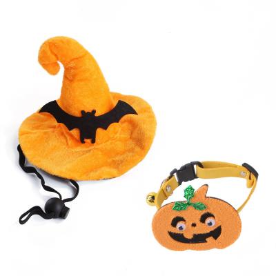 China Pet Halloween Accessories Set ABS Dog Bat Hat Pumpkin Cat Collar for sale