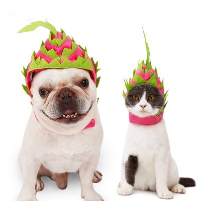 China Kopfhörer-Feuer Dragon Fruit Shape Pet Headdress für Weihnachten zu verkaufen
