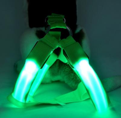 China Rojo verde azul de nylon del animal doméstico de la carga por USB LED de la correa luminosa del pecho en venta