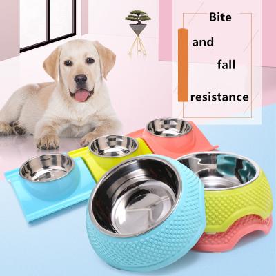 China S M L XL Dog Feeding Bowl Two In One Non Slip Stainless Steel for sale