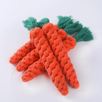China Braided Carrot Cotton Knotted Rope Toy Bite Resistant for sale