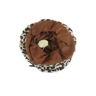 China New Pet Leopard Short Plush Foldable Cat Tunnel Funny Cat Cat Toy Three-Way Rolling Dragon for sale