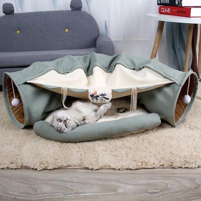 China Cat Tunnel Four Seasons Rolling Floor Chinchilla Net Red Toy Cat Products Folding Shell Channel Cat Nest for sale