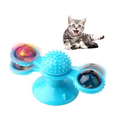 China Interactive Rotating Windmill Cat Toy With Suction Cup Windmill Kitten Toys Cat Toothbrush Toy for sale