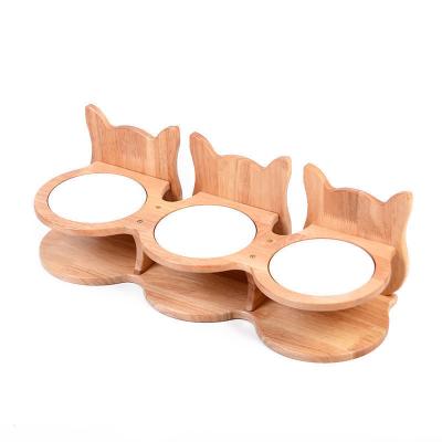 China Wooden Cat Bowl Ceramic For Protecting Cervical Spine for sale