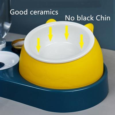 China Cat Bowl Ceramic Bowl Protects Cervical Vertebrae Automatic Drinking Oblique Mouth Cat Bowl Against Overturning for sale