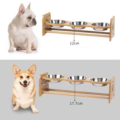 China Wooden Rack Pet Feeder Bowls Adjustable Elevated Dog Bowl Customized for sale