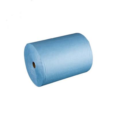 China 60gsm Blue Heavy Duty Industrial Wipes Roll Wood Pulp PP Rags Nontoxic for sale