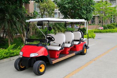 China Red Body Color Sightseeing Car 8 Passenger Electric Golf Buggy With Plastic Storage Tank for sale