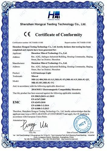 Lights CE certificate - Shenzhen Minvol Technology Co., Ltd.
