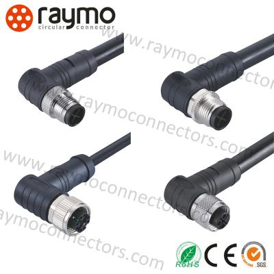 China Elbow Circular Waterproof Connector 8 Pin M12 Right Angle Connector For Actuators for sale