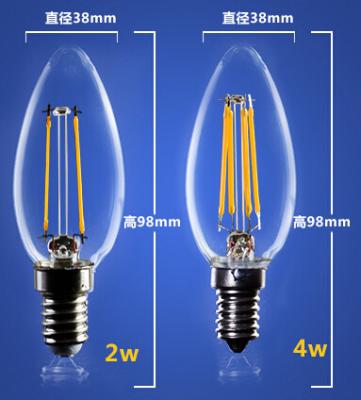China 4W 6W C35 E14 Edison COG lamp LED Filament Bulb Candelabra Light replace traditional bulbs for sale