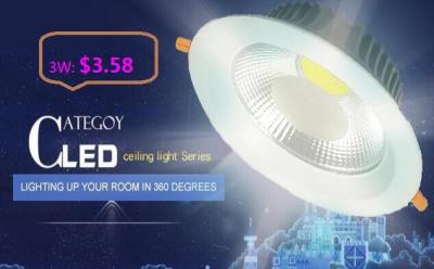 China COB LED Down Light with Epistar LED Isolated IC constant driver 3W/5W/7W/12W/15W CE RoHs for sale