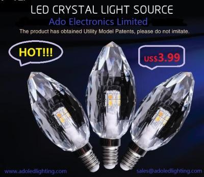 China 3W 5W  E14 Crystal candle light led lamp new design 110V 220V k5 crystal housing for sale