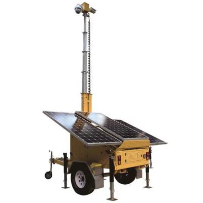 China DC12V Mobile Solar CCTV Trailer With 3*400W Solar Panels 6m Manual Mast for sale