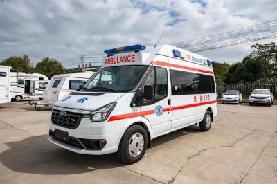 China Ford Transit Medical Emergency Ambulance White 4×2 Diesel Oil for sale