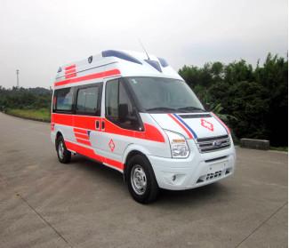 China Ford Long Axle Medical Emergency Ambulance 9 Seat Front Rear Drive 4×2 for sale