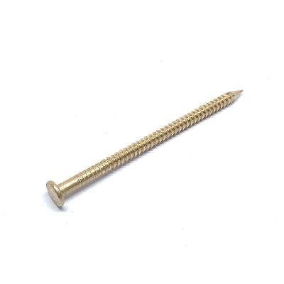 中国 50MM x 2.65の環状の溝のケイ素青銅色の釘、OEMの平らなヘッド釘 販売のため