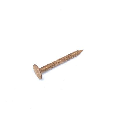 China 40 X 3.35MM Solid Copper Clout Nails , Annular Ring Shank Roofing Nails for sale