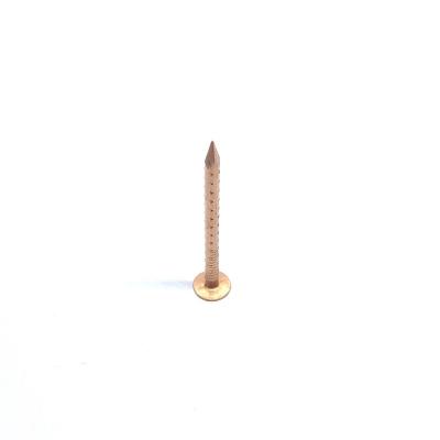China 40MM X 2.8 Big Flat Head Copper Clout Nails Four Hollow Shank Type for sale
