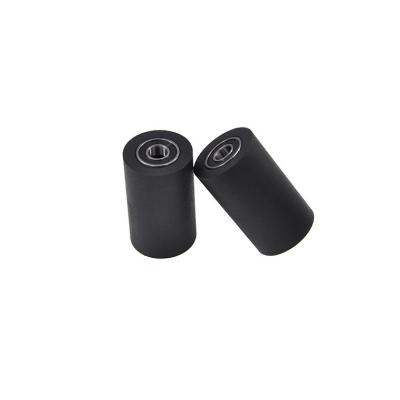 China Double Bearing Polyurethane Guide Rollers Black Rubber Coated Roller for sale