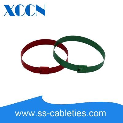 China 12mm Coloured Cable Ties Tensioner ,  Flexible Cable Ties Epoxy Polyester Material for sale