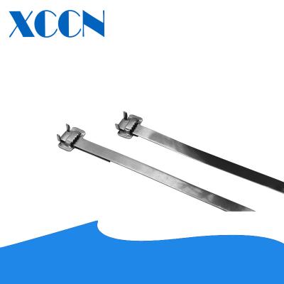 China Shockproof Toothed Buckle Stainless Steel Cable Ties Quick Threading For Industrial Facilities for sale