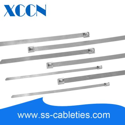 China 10*0.3*800mm 201,304,316 grade self-locking ball lock stainless steel cable tie with fireproof for sale