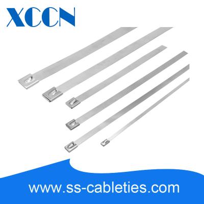 China 12*0.4*400mm 201,304,316 grade self-locking ball lock stainless steel cable tie with fireproof for sale