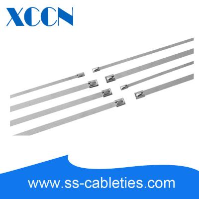 China 7.9*0.25*1000mm 201,304,316 grade self-locking ball lock stainless steel cable tie with fireproof for sale