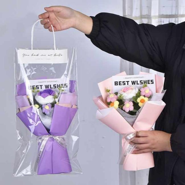 Handmade Crocheted Artificial Flower Bouquet High Valentine's Day Thanksgiving Graduation Mother's Day Easter Christmas New Year