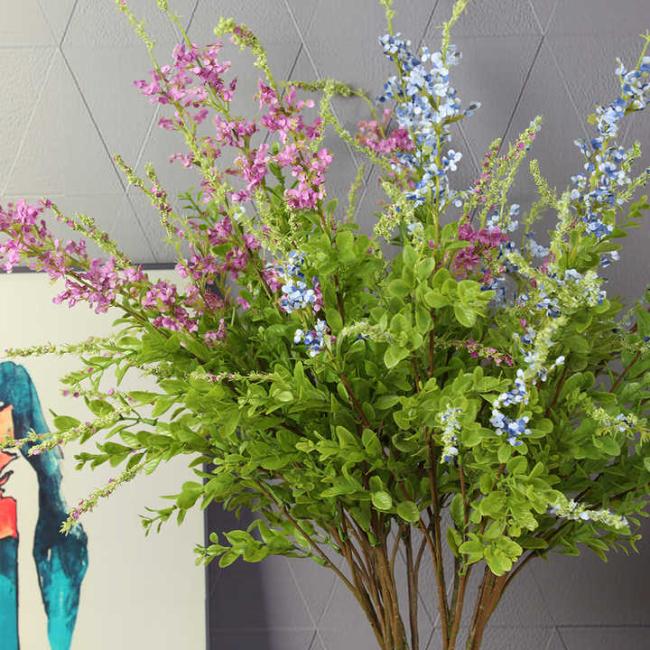 Artificial Salvia Grass Small Wild Flower Silk Sage With Flowers for Bridal Bouquet Filler Wedding Indoor Decoration Plants